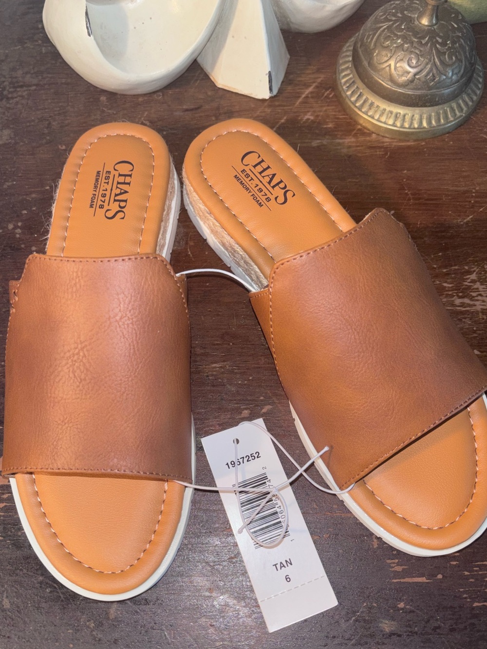 Chaps Sandal Slides NERISSA Tan Size 6 NEW